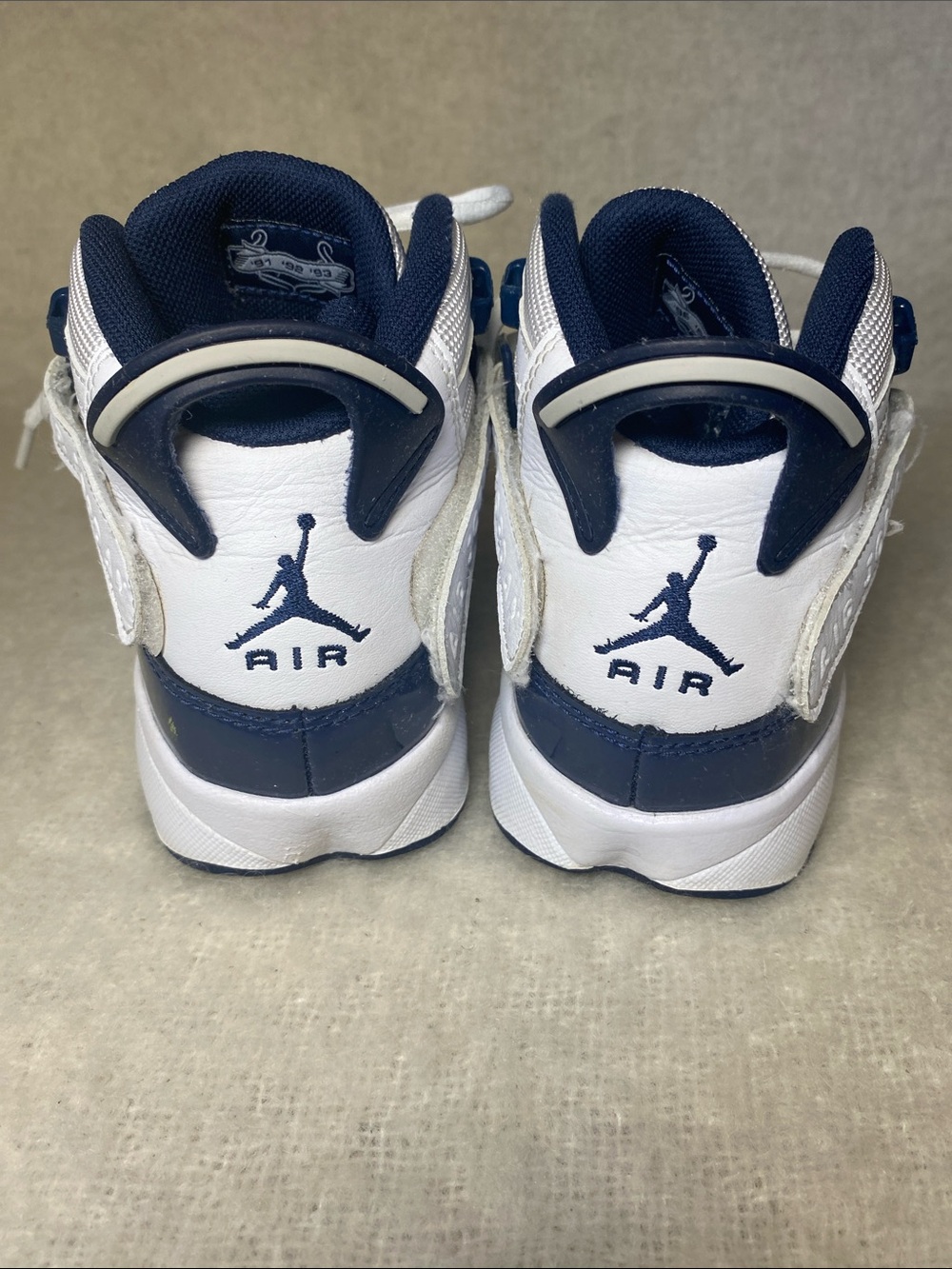 Air Jordan Kids Navy and White High-Top Basketball Sneakers - Picture 3 of 9